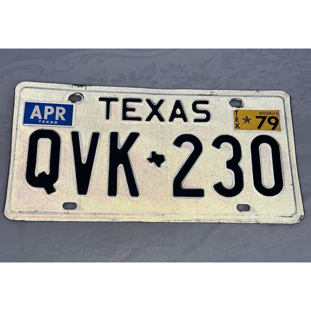 1979 Texas License Plate QVK 230 Passenger April